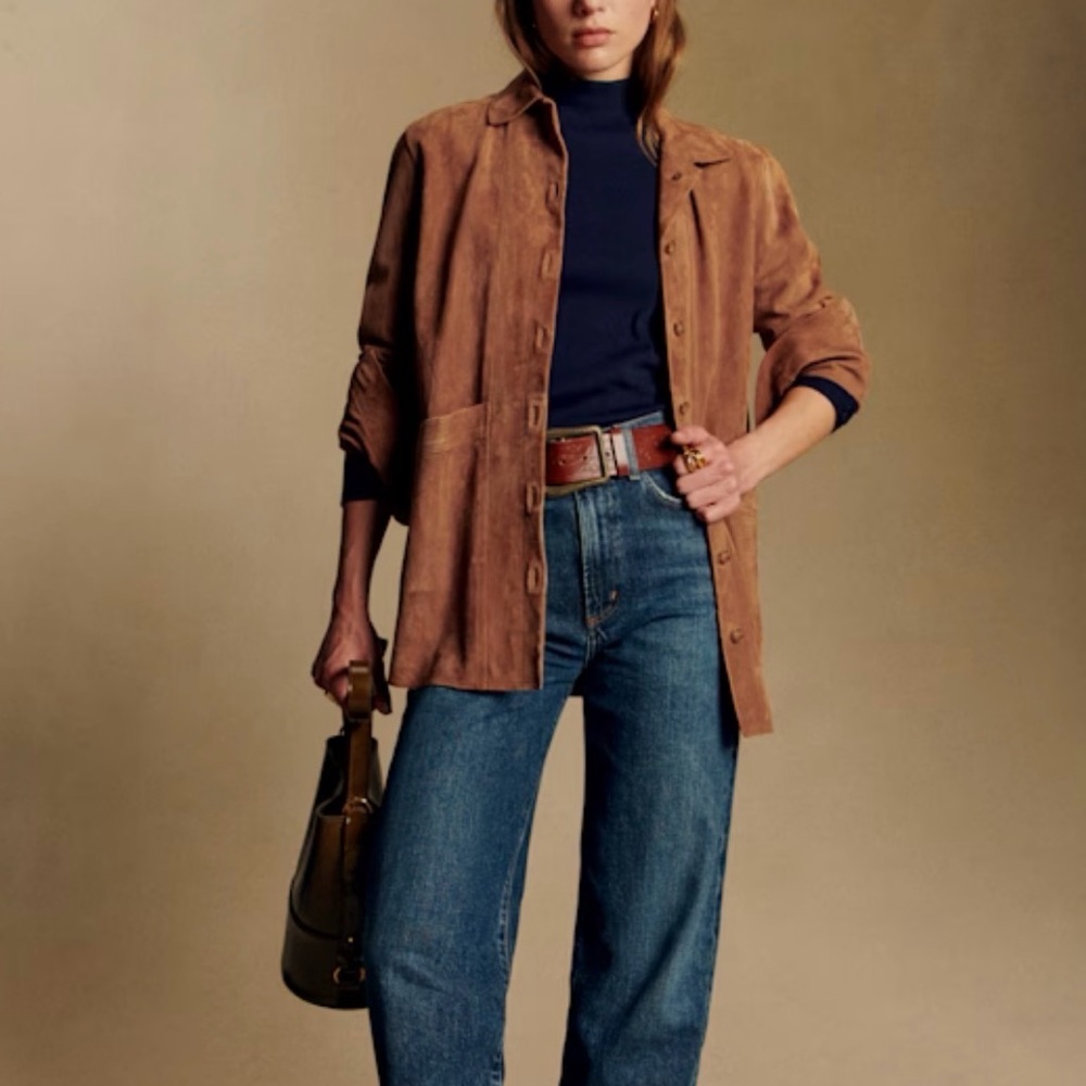 Sezane Camel Suede Jacket